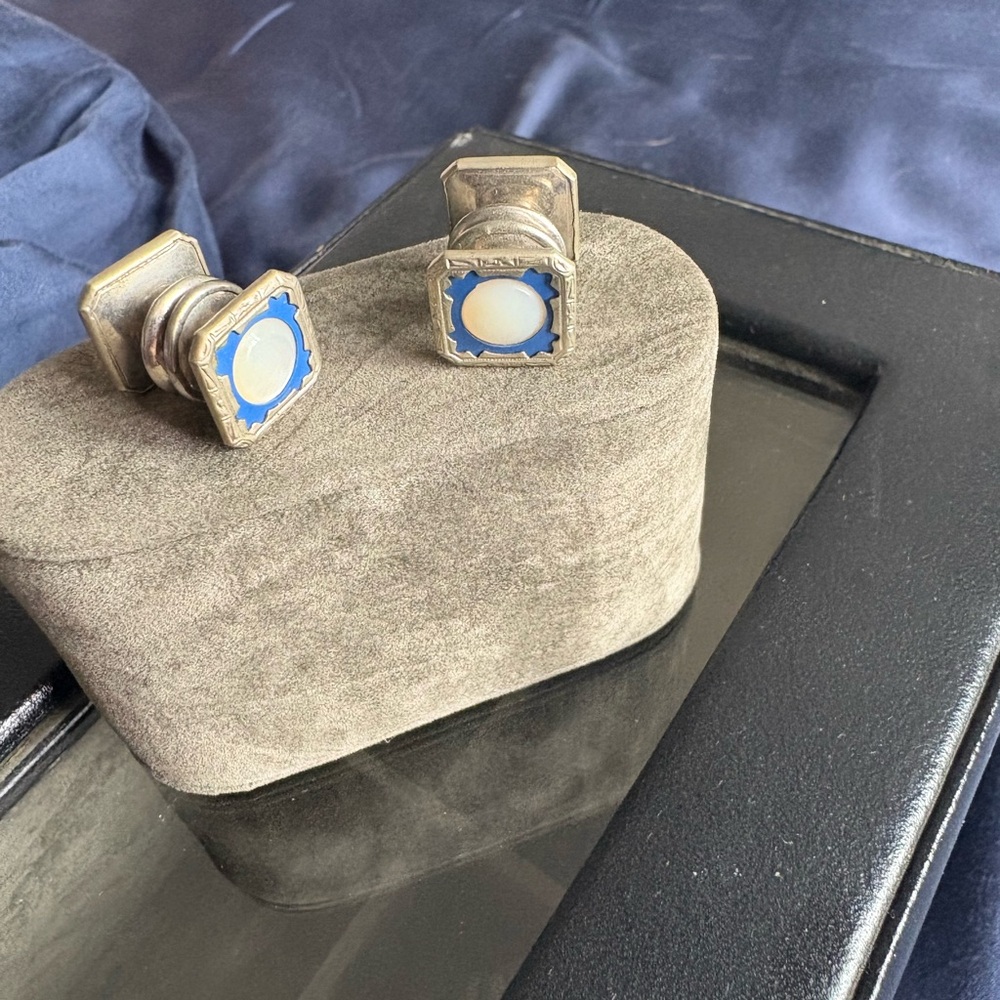 Vintage Blue and Silver Cufflinks
